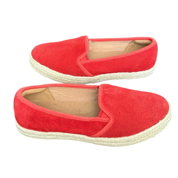 Clarks Womens Red Suede Loafers Espadrilles Size 6 - Picture 1 of 9